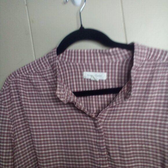 Treasure & Bond Button Up Shirt L Long Sleeve Plaid Tan Red - Picture 7 of 15